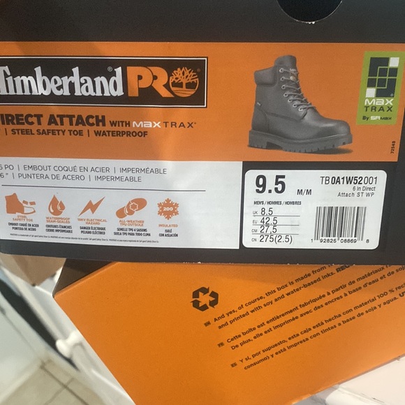 TIMBERLAND PRO STEEL TOE WATERPROOF BOOTS SIZE 9.5 U.S. NWT Brand New - Picture 6 of 6